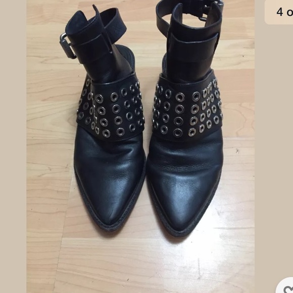 ALL SAINTS Yannis black pointy booties sz 40 studs - Picture 4 of 8